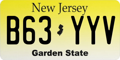 NJ license plate B63YYV