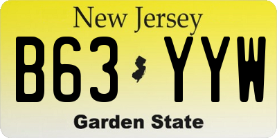 NJ license plate B63YYW