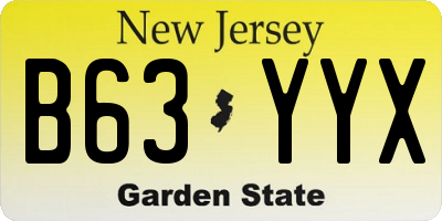 NJ license plate B63YYX
