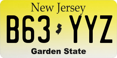 NJ license plate B63YYZ