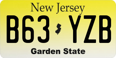 NJ license plate B63YZB