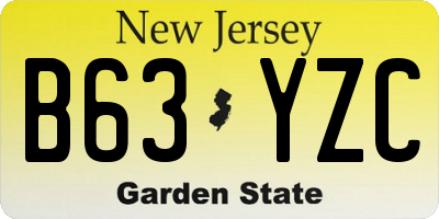 NJ license plate B63YZC