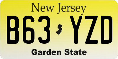 NJ license plate B63YZD