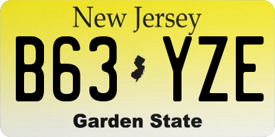NJ license plate B63YZE