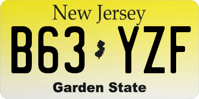 NJ license plate B63YZF