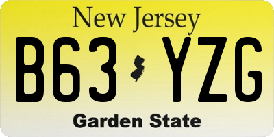 NJ license plate B63YZG