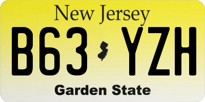 NJ license plate B63YZH