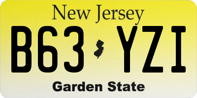 NJ license plate B63YZI