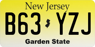 NJ license plate B63YZJ
