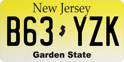 NJ license plate B63YZK