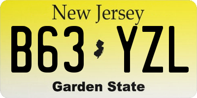 NJ license plate B63YZL