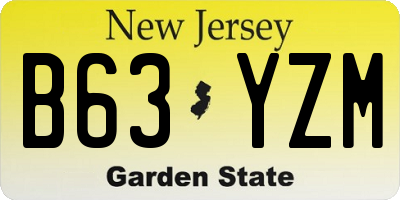 NJ license plate B63YZM