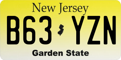 NJ license plate B63YZN