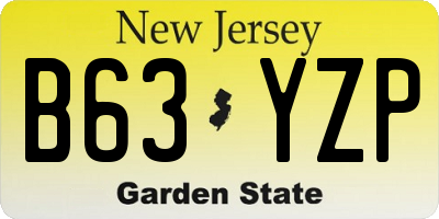 NJ license plate B63YZP