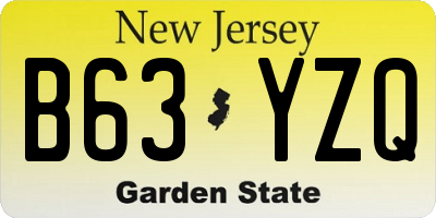 NJ license plate B63YZQ