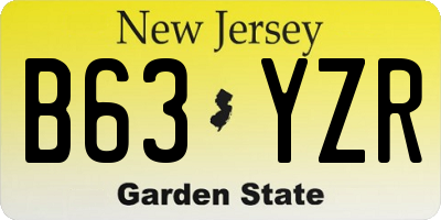 NJ license plate B63YZR