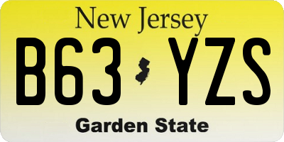 NJ license plate B63YZS