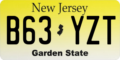 NJ license plate B63YZT
