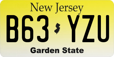 NJ license plate B63YZU