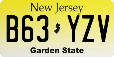NJ license plate B63YZV