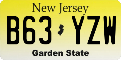 NJ license plate B63YZW