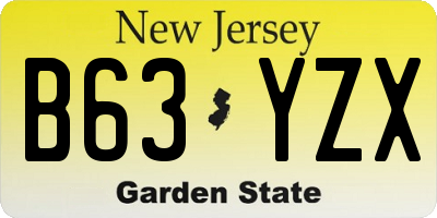 NJ license plate B63YZX