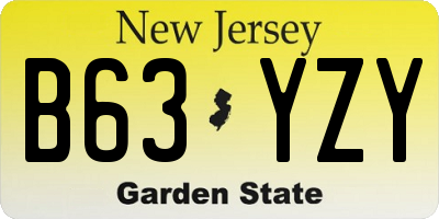 NJ license plate B63YZY