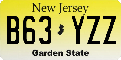 NJ license plate B63YZZ