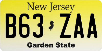 NJ license plate B63ZAA