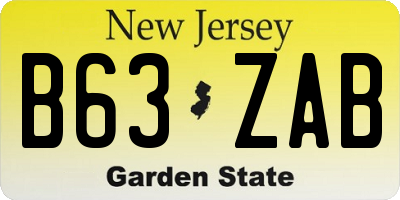 NJ license plate B63ZAB