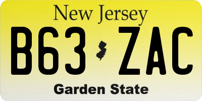 NJ license plate B63ZAC