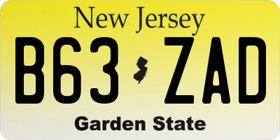 NJ license plate B63ZAD