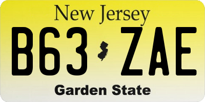 NJ license plate B63ZAE