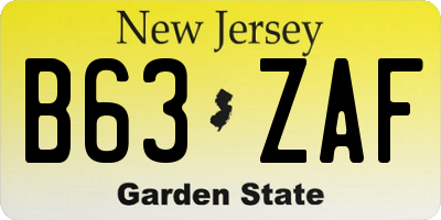 NJ license plate B63ZAF