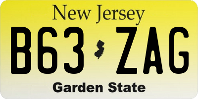 NJ license plate B63ZAG