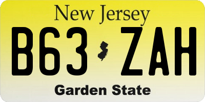 NJ license plate B63ZAH