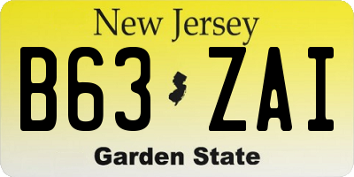 NJ license plate B63ZAI