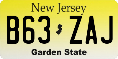 NJ license plate B63ZAJ