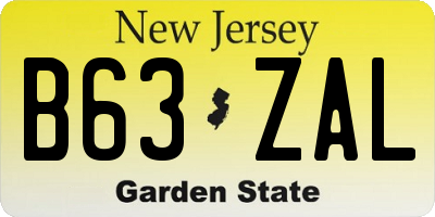 NJ license plate B63ZAL