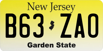 NJ license plate B63ZAO