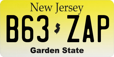 NJ license plate B63ZAP