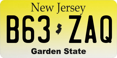 NJ license plate B63ZAQ