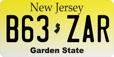 NJ license plate B63ZAR