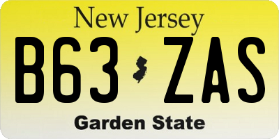 NJ license plate B63ZAS