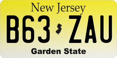 NJ license plate B63ZAU