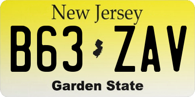 NJ license plate B63ZAV