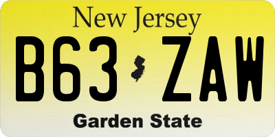 NJ license plate B63ZAW