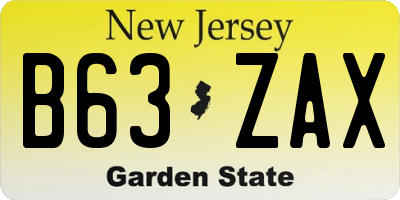 NJ license plate B63ZAX
