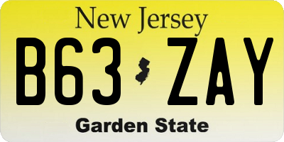 NJ license plate B63ZAY