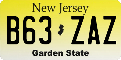 NJ license plate B63ZAZ